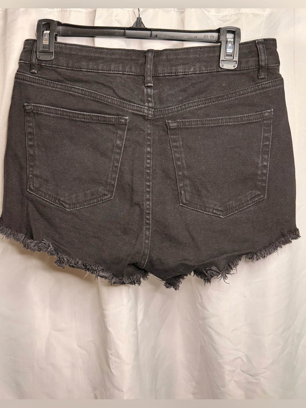 Zara Black Frayed Hem Denim Shorts Size 8 - Picture 2 of 5